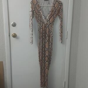 PrettyLittleThing Snakeskin Jumpsuit 0 Animal Print Mobwife Dopamine Rocker Punk